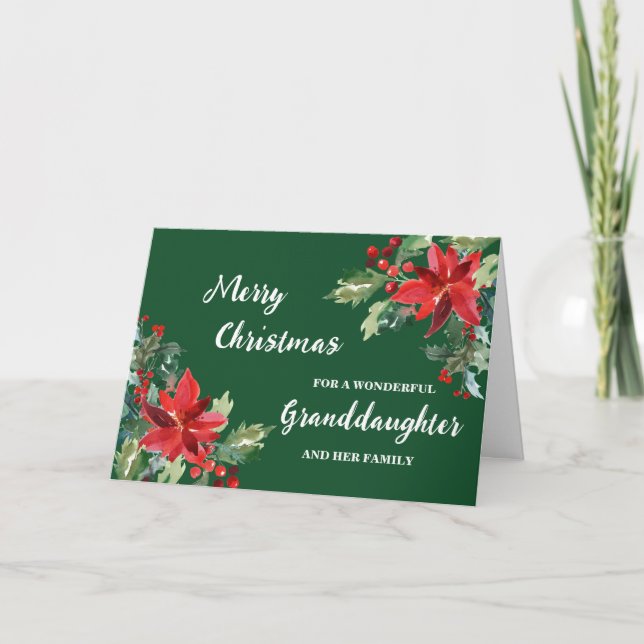 Tarjeta Nieta floral rusa y Navidades familiares (Anverso)