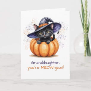 Tarjeta Nieta Halloween se divierte en calabaza