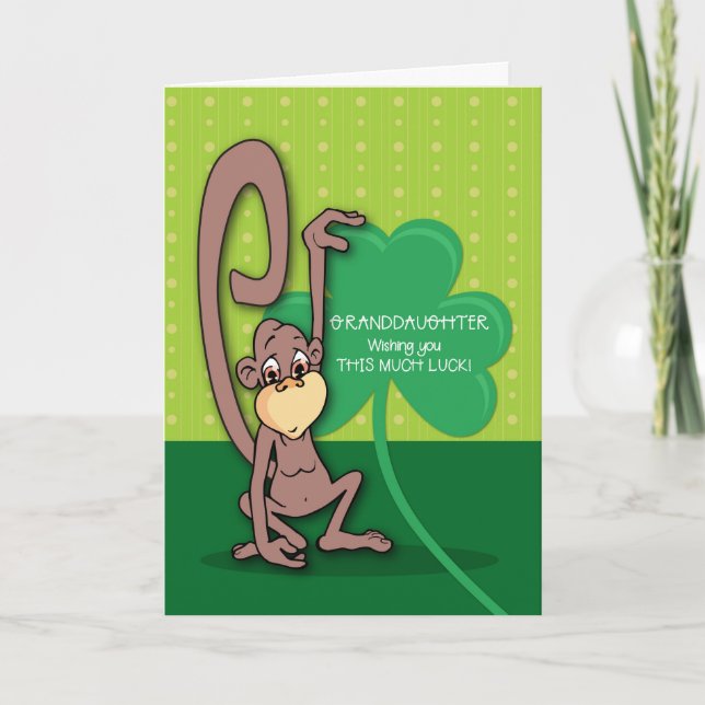 Tarjeta Nieta, Mono y Shamrock del Día de San Patricio (Anverso)