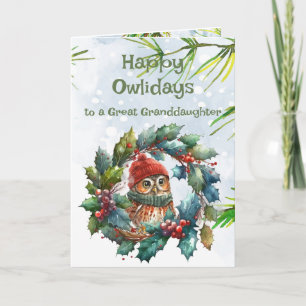 Tarjeta Nieta Navidad Búho Animal Vida Silvestre Naturalez