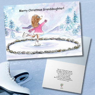 Tarjeta Nieta Navidad Perro Patinaje Sobre Hielo