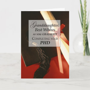 Tarjeta Nieta PHD, doctorado, deseos de la graduación