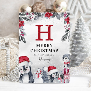 Tarjeta Nieta Pingüino Adorable Navidad