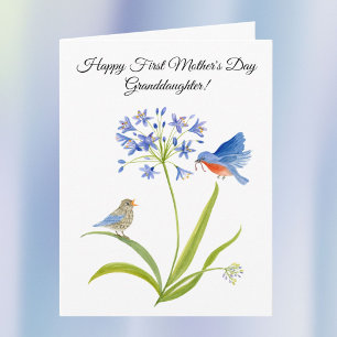 Tarjeta Nieta Primera Madre Día Pájaro Azul