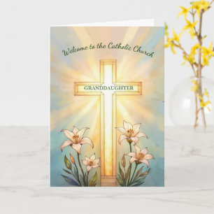 Tarjeta Nieta RCIA Iglesia Católica Cruz y Lirios