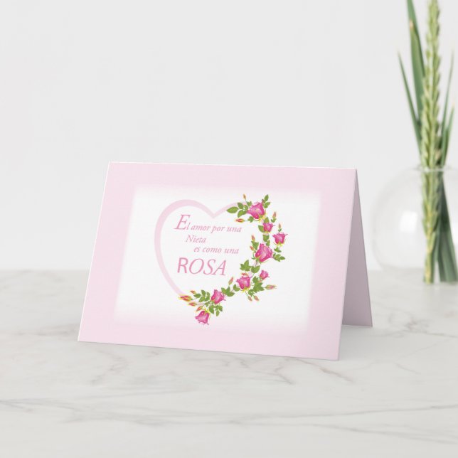 Tarjeta Nieta Rosa de cumpleaños (Anverso)