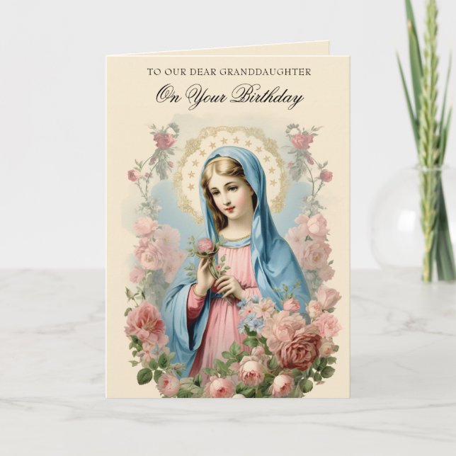 Tarjeta Nietas cumpleaños Escritura religiosa floral (Anverso)