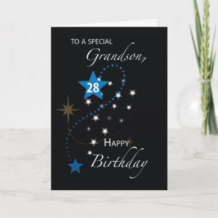 Tarjeta Nieto 28 Estrella de Cumpleaños Inspirador Negro