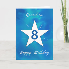 Tarjeta Nieto 8 Estrella de cumpleaños color azul verde