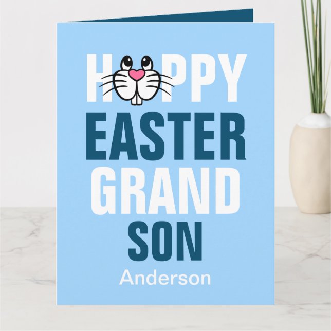 Tarjeta Nieto conejito feliz de Pascua (Anverso)