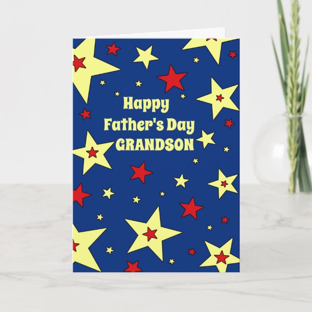 Tarjeta Nieto de las Estrellas Azules Feliz Día del Padre (Anverso)