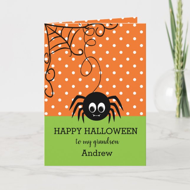 Tarjeta Nieto de Spider Halloween (Anverso)