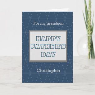 Tarjeta Nieto del Día del Padre Feliz Azul y Gris