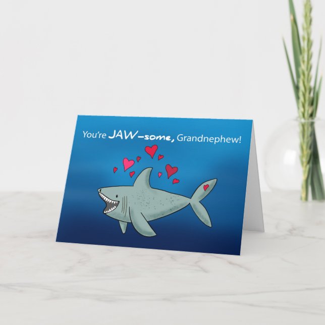 Tarjeta Nieto Día de San Valentín Tiburón con corazón (Anverso)