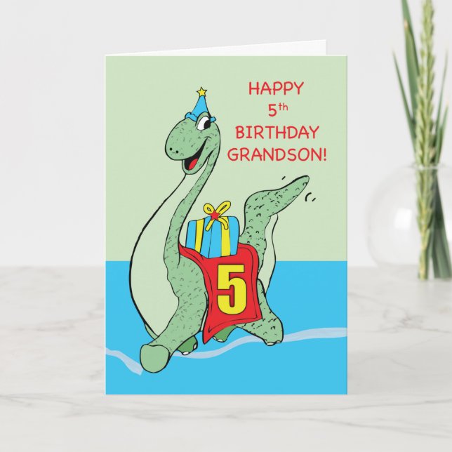 Tarjeta Nieto, Dinosaurio de los 5 Años (Anverso)