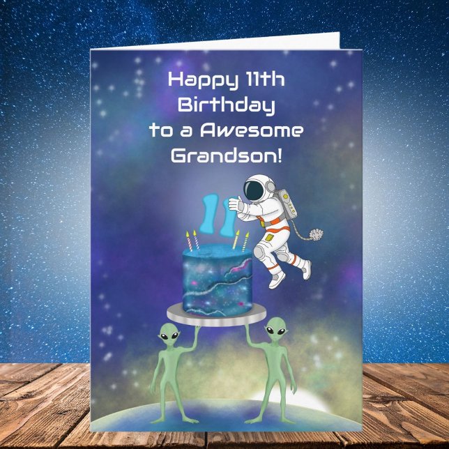 Tarjeta Nieto Feliz cumpleaños 11 Astronauta con Estilo  (Subido por el creador)