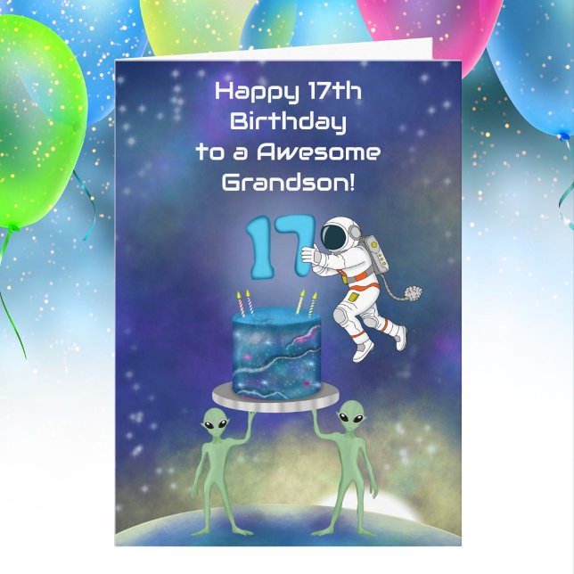 Tarjeta Nieto Feliz Cumpleaños 17 Astronauta con Estilo  (Subido por el creador)