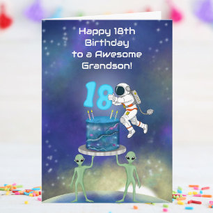 Tarjeta Nieto Feliz Cumpleaños 18 Astronauta con Estilo 