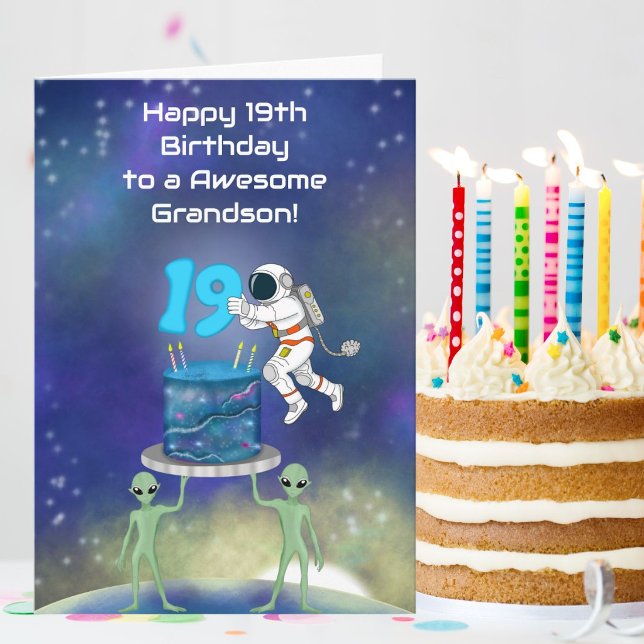 Tarjeta Nieto Feliz Cumpleaños 19 Astronauta con Estilo  (Subido por el creador)