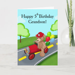 Tarjeta Nieto Feliz Cumpleaños 5 Teddy Bear Camión de Bomb