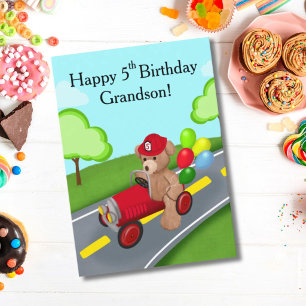 Tarjeta Nieto Feliz Cumpleaños 5 Teddy Bear Camión de Bomb