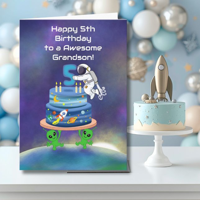 Tarjeta Nieto Feliz cumpleaños número 5 Astronauta con Est (Subido por el creador)