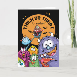 Tarjeta Nieto, Monstruos de Halloween, Truco o Trato