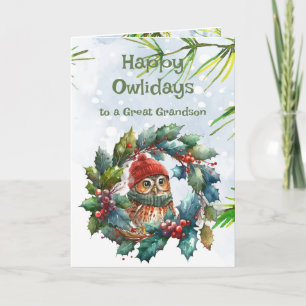 Tarjeta Nieto Navidad Búho Animal Vida Silvestre Naturalez