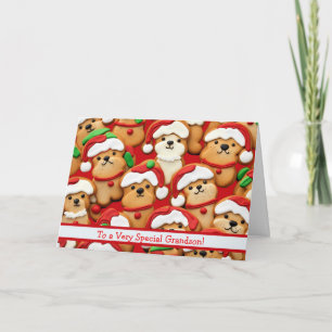 Tarjeta Nieto Navidad Lindo y Divertido Perro de Jengibre