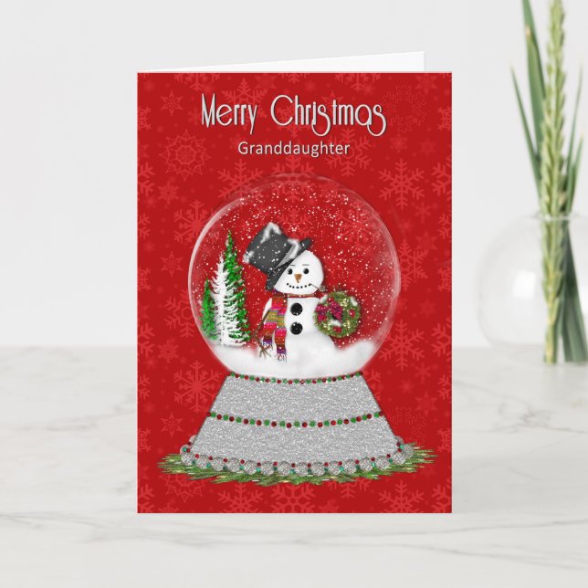 Tarjeta Nieto, nieta, Navidad Snowman (Anverso)