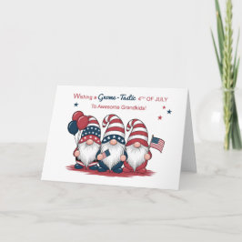 Tarjeta Nietos 4 de julio adorables gnomos patrióticos