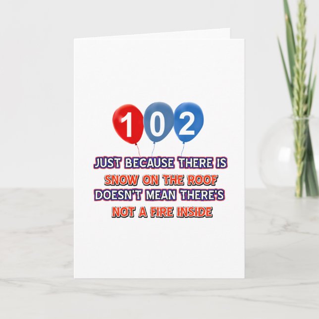 Tarjeta Nieve de 102 años en el techo diseños de cumpleaño (Anverso)