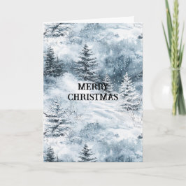 Tarjeta Nieve de invierno de árboles blancos azules de Nav