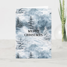 Tarjeta Nieve de invierno de árboles blancos azules de Nav