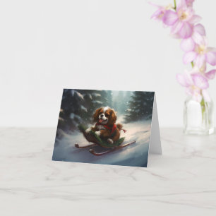 Tarjeta Nieve de los Navidades Cavalier King Charles Spani
