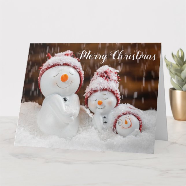 Tarjeta Nieve de Navidad Familia (Planta pequeña)