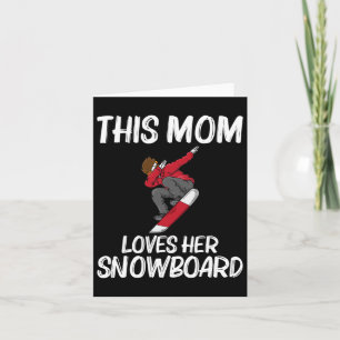 Tarjeta Nieve divertida de snowboard Madre madre esquiador