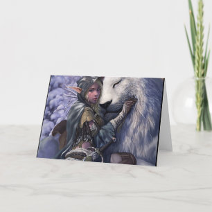 Tarjeta Nieve+Duende+Chica+con+León