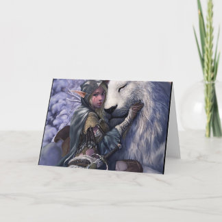 Tarjeta Nieve+Duende+Chica+con+León