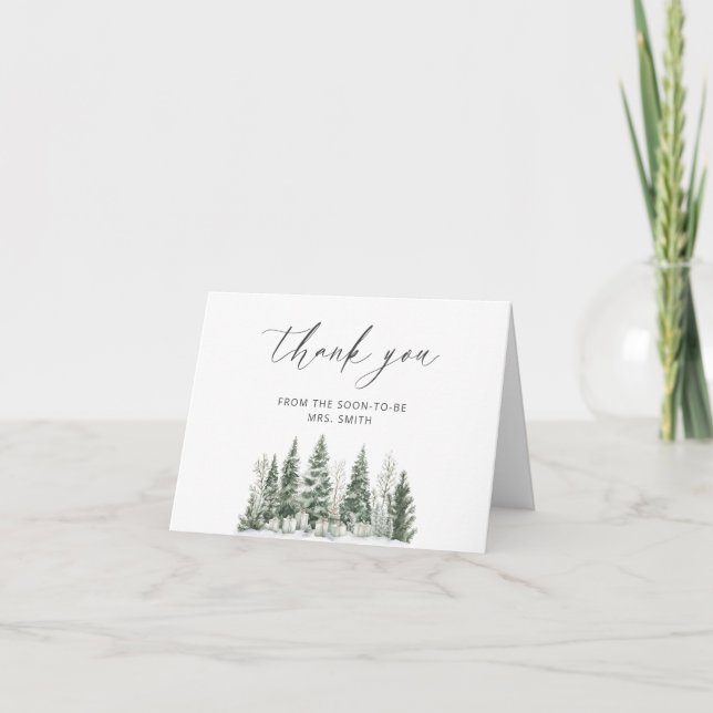 Tarjeta Nieve En Amor Invierno Ducha De Novias Gracias (Anverso)