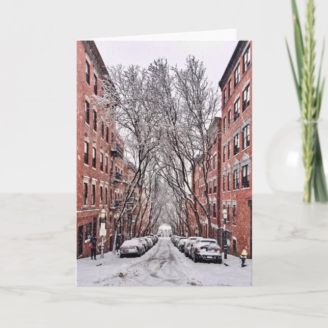 Tarjeta Nieve en la colina Beacon de Boston (Anverso)