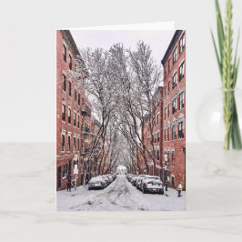 Tarjeta Nieve en la colina Beacon de Boston