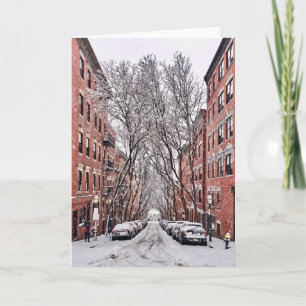 Tarjeta Nieve en la colina Beacon de Boston