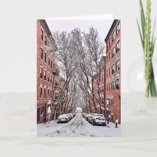 Tarjeta Nieve en la colina Beacon de Boston