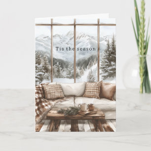 Tarjeta Nieve en la Navidad de la Ventana