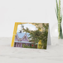 Tarjeta Nieve, evergreen y cabañas - Viñetería de Martha