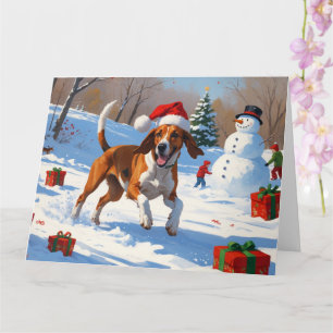 Tarjeta Nieve festiva de Navidades de Foxhound ingleses es