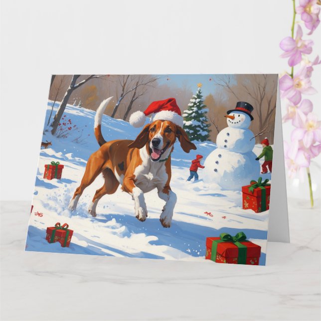 Tarjeta Nieve festiva de Navidades de Foxhound ingleses es (Orquídea)