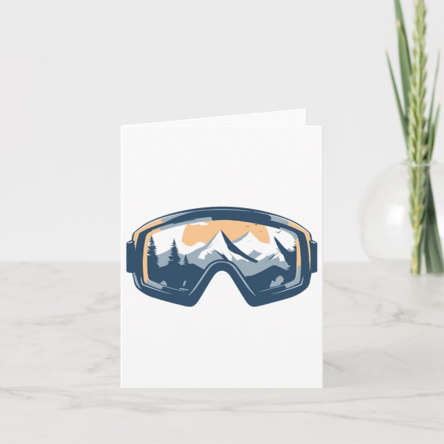 Tarjeta Nieve Goggles Mountain Reflection Winter Skiter Sn (Anverso)