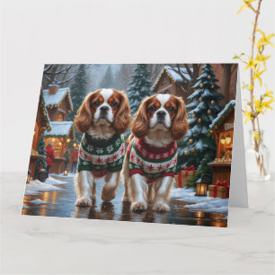 Tarjeta Nieve Navidades Cavalier King Charles Spaniel Perr